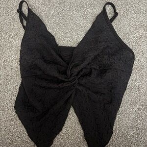 Brown Textured Sleeveless Top